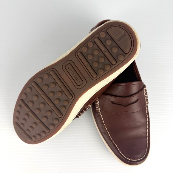 Cole Haan Mens Brown Leather ZeroGrand Penny Loafer Slip On Contrast Stitching 9 main image 5